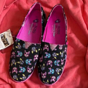 Skechers Black and Pink BOBS Shoes